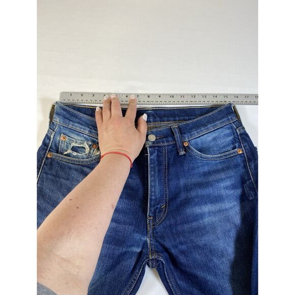 Levis 513 Jeans Mens Blue 32x29 Slim Straight Stretch Medium Wash Faded - Picture 9 of 10